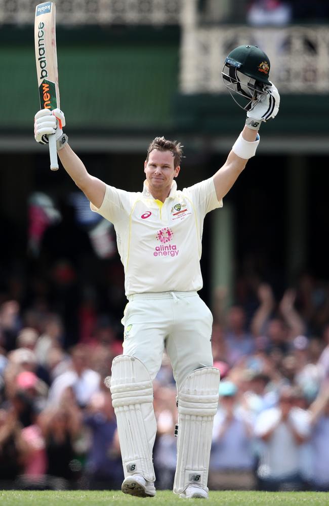 Steve Smith surpassed Sir Donald Bradman’s century record on Thursday. Picture: Jason McCawley – CA/Cricket Australia via Getty Images