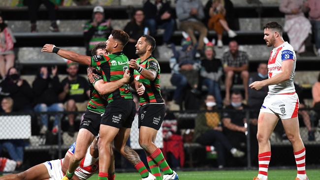 Some of the Rabbitohs rookies grew up idolising Benji Marshall, now they’re playing alongside him. Picture: Getty Images.