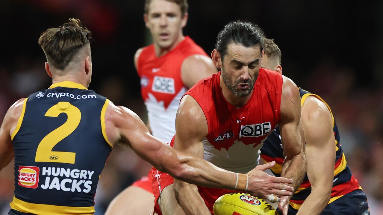 Sydney ruckman Brodie Grundy showed signs he was returning to his best in the round 24 win over Adelaide. Picture: Mark Metcalfe / Getty Images