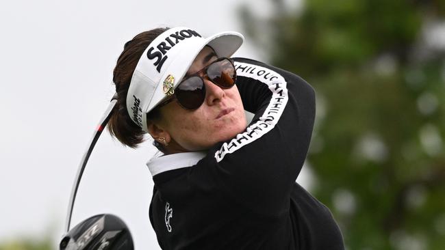 Hannah Green of Australia tees off on the 6th hole during the third round of the 2024 BMW Ladies Championship at Seowon Valley Country Club in Paju on October 19, 2024. (Photo by Jung Yeon-je / AFP)