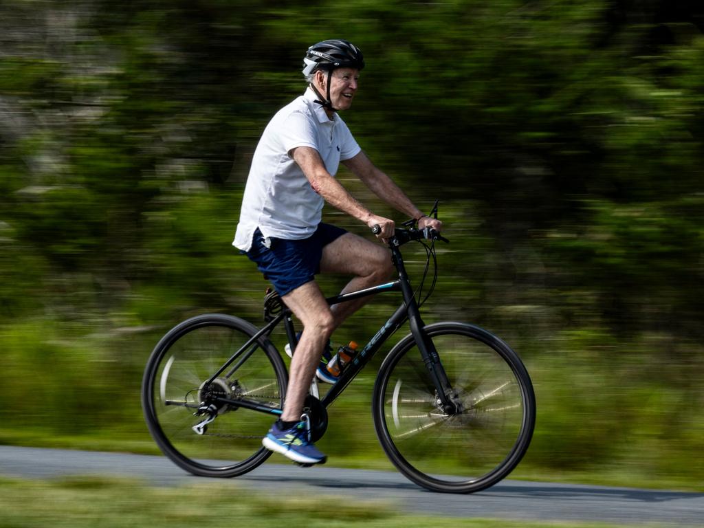 Mr Biden smiled and appeared relaxed. Picture: AFP