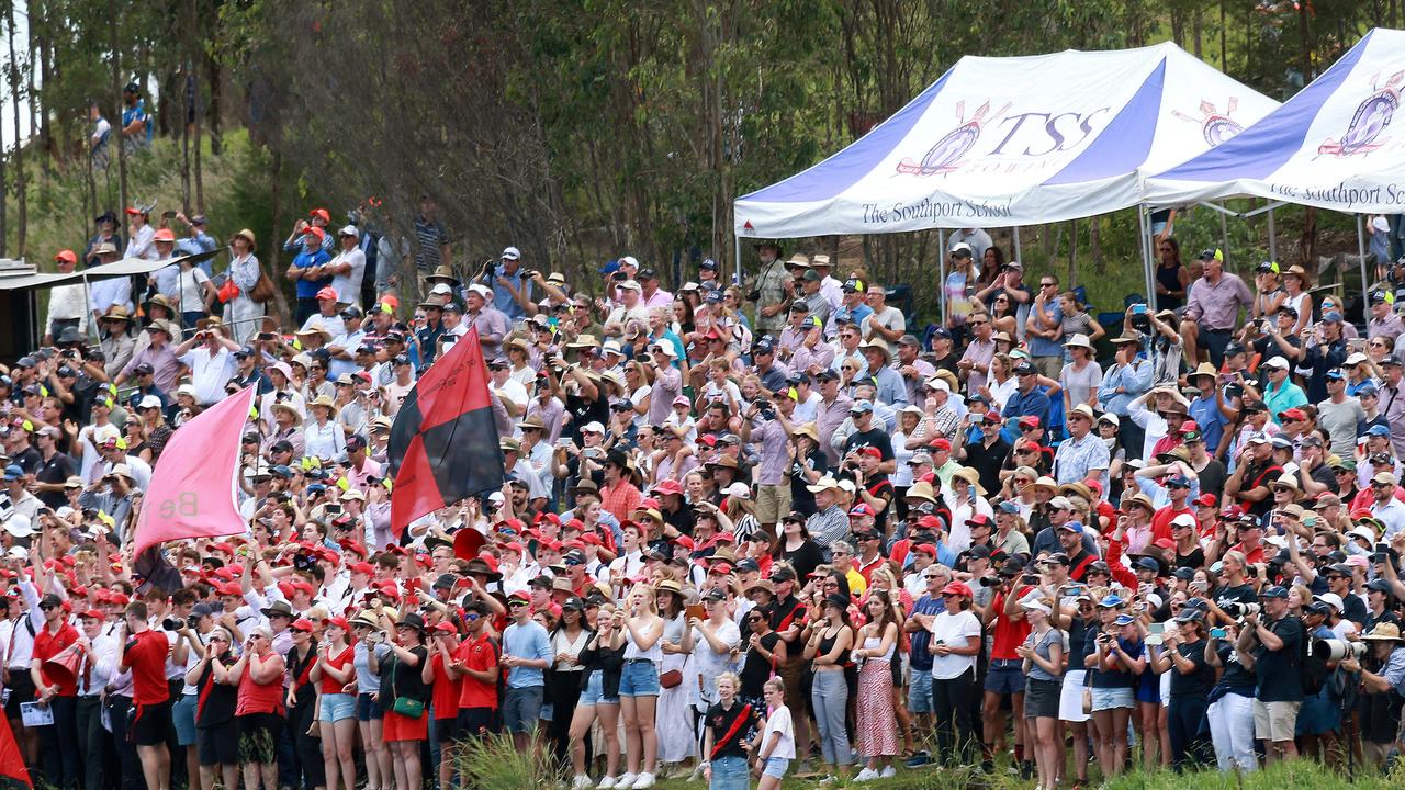 Supporters cheer on the teams at Saturday’s GPS Head of the River. Picture: AAP