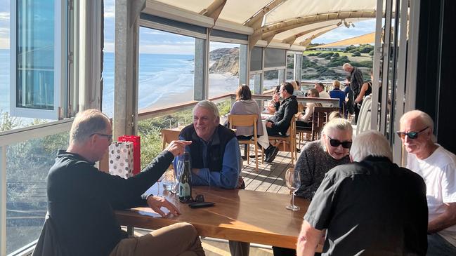 Dining on the deck at Star of Greece restaurant, Port Willunga.