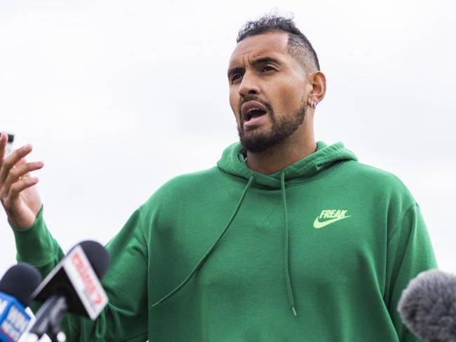 CANBERRA, AUSTRALIA - NewsWire Photos SEPTEMBER 10, 2020: Nick Kyrgios speaking at a ACT Labor press conference with Tennis Australia. Picture: NCA NewsWire / Martin Ollman