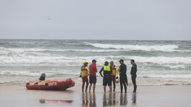 The search for 45-year-old Jay Notaro was launched at Broken Head about 12.40pm on Tuesday after his board was found abandoned and his vehicle located in the carpark. Picture: NewsWire/ Natalie Grono