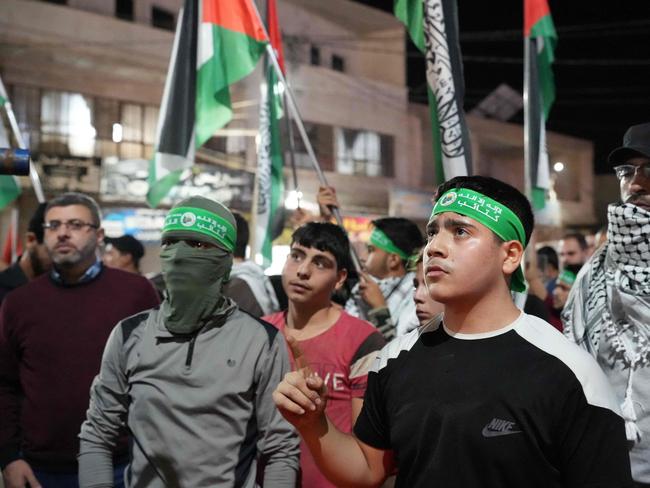 Demonstrators at an anti-Israeli rally in the rebel-held town of Atme in Syria’s northwestern Idlib province. Picture: AFP