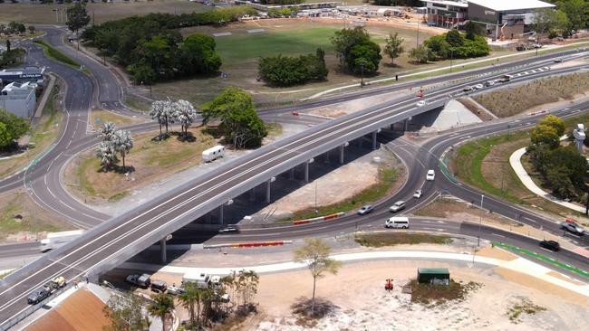 After four years and $164m, the Smithfield Bypass finally opened to traffic on Thursday and drivers were able to take the northern end of the bypass, with the flyover and on ramps and off ramps near McGregor Rd. Picture: Brendan Radke