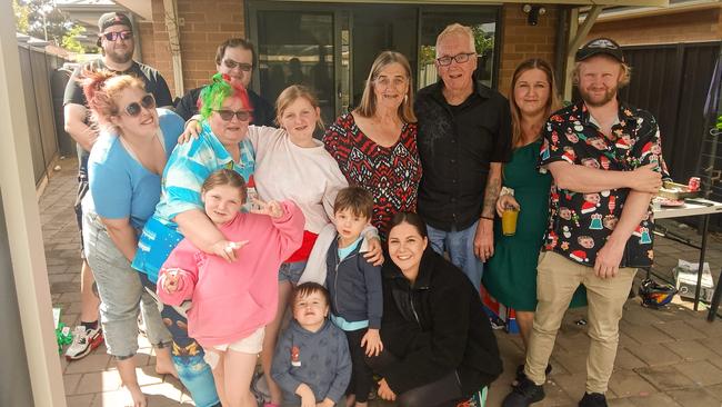 Bhoe with his family: top left, Cameron, Bhoe, middle, Jessica, Bree, Jayda, Cynthia, Bob, Misty, Jayden, front, Madalyn, Logan, Lincoln, Stephanie. Picture: Supplied by family