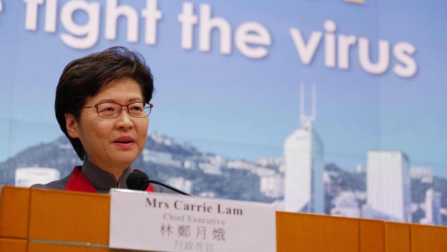 Hong Kong leader Carrie Lam is under pressure due to the virus. (Photo by Daniel SUEN / AFP)