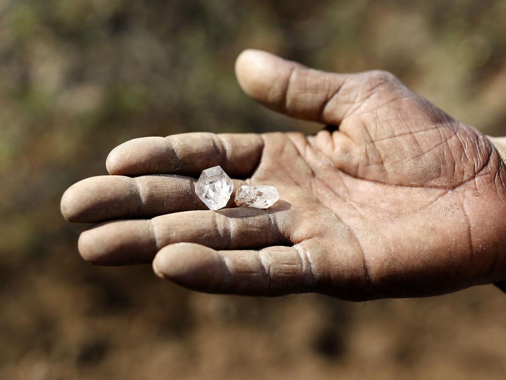 More stones, believed to be diamonds, found by a treasure hunter. Picture: Phill Magakoe/AFP