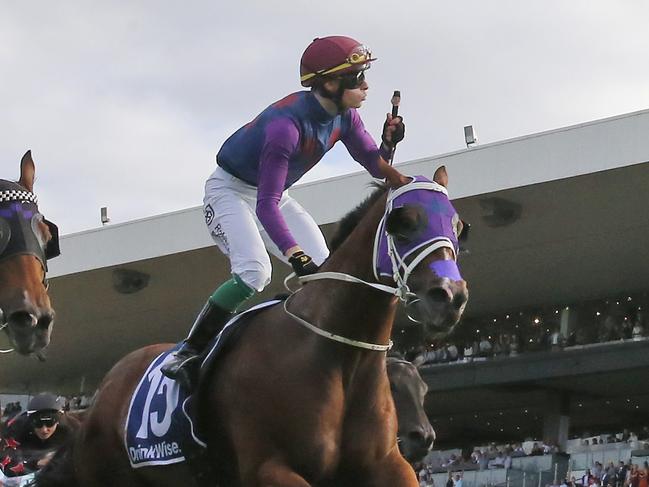 SYDNEY, AUSTRALIA - MARCH 19: Robbie Dolan on Shelby SixtySix wins race 9 the Furphy Galaxy during Sydney Racing Longines Golden Slipper Day, at Rosehill Gardens on March 19, 2022 in Sydney, Australia. (Photo by Mark Evans/Getty Images)