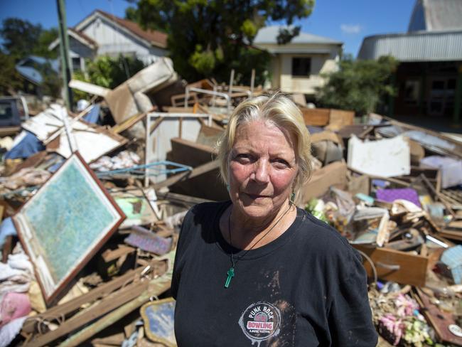 Lismore flood survivor Polly Campi pictured outside of her Molesworth St home in Lismore. Picture: Brendan Beirne