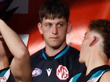 ADELAIDE, AUSTRALIA - SEPTEMBER 05: Zak Butters of the Power looks on after being subbed from the match during the 2024 AFL Second Qualifying Final match between the Port Adelaide Power and the Geelong Cats at Adelaide Oval on September 05, 2024 in Adelaide, Australia. (Photo by Michael Willson/AFL Photos via Getty Images)