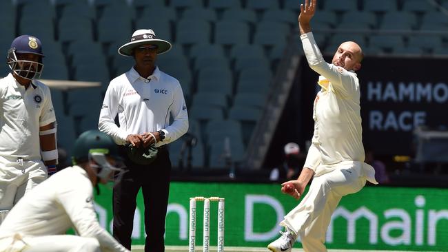 Nathan Lyon can trouble the Indians with his bounce. Picture: AFP