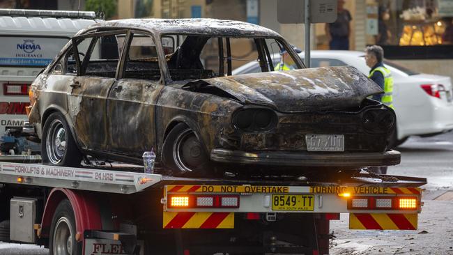 A car caught on fire in Paddington earlier today. Picture: Christian Gilles / NCA NewsWire