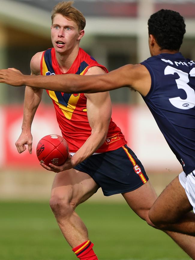 Sid Draper is a chance to head to the Crows. Picture: Sarah Reed/AFL Photos via Getty Images