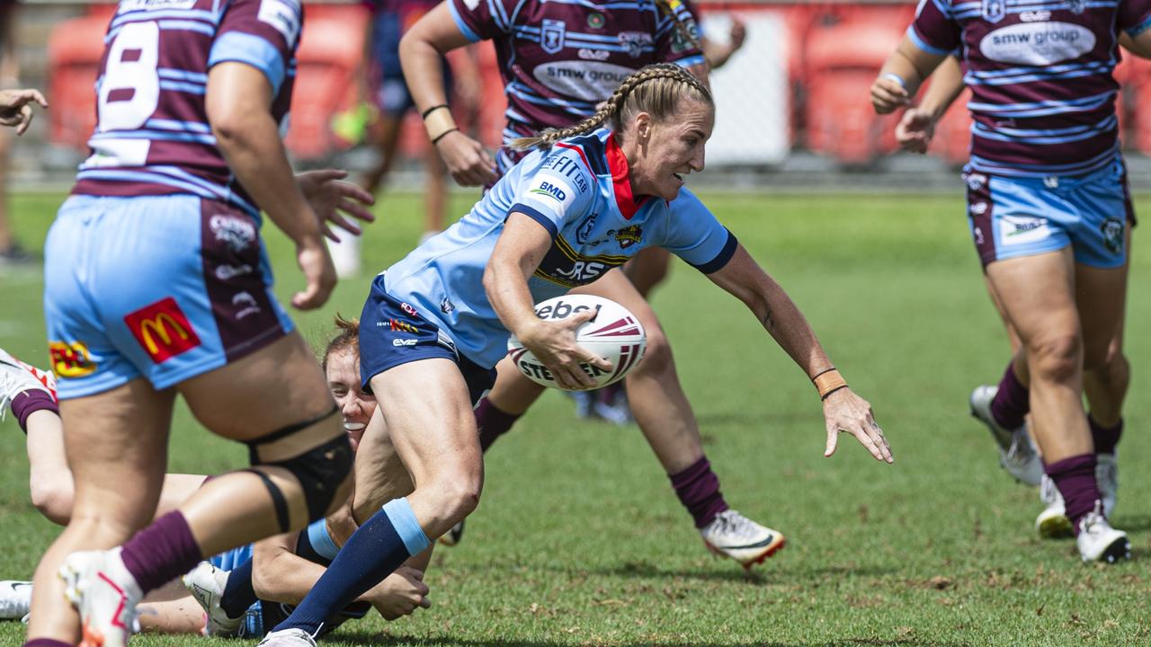 Ali Brigginshaw for the Western Clydesdales against the Central Queensland Capras during the 2024 BMD Premiership season. Picture: Kevin Farmer