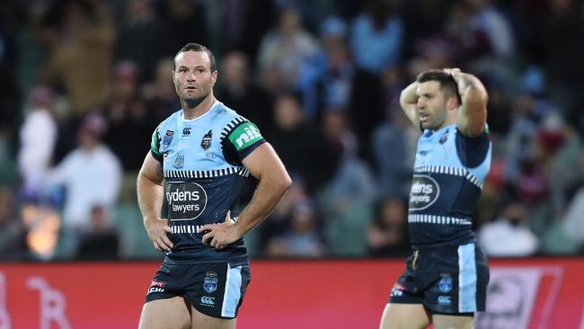 James Tedesco (R) is the man most likely to lead NSW in Origin II if Boyd Cordner is rested. Picture: Brett Costello