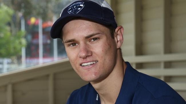 Phoenix Foster. Geelong unveiled its draftees plus Oisin Mullin at GMHBA Stadium on Monday. Picture: Alan Barber