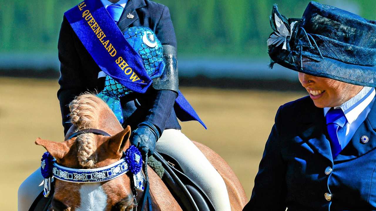 TINY CHAMPION: Kalli Nowell competing in her riding class at Ekka. Picture: LMG Photography