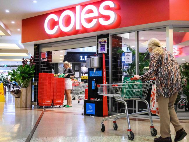 SYDNEY, AUSTRALIA - NewsWire Photos April 19, 2021: Signage outside a Coles supermarket, Sydney. Picture: NCA NewsWire / James Gourley