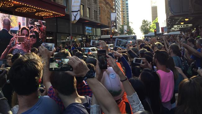 Thousands lined the street to meet Brad and Ange.