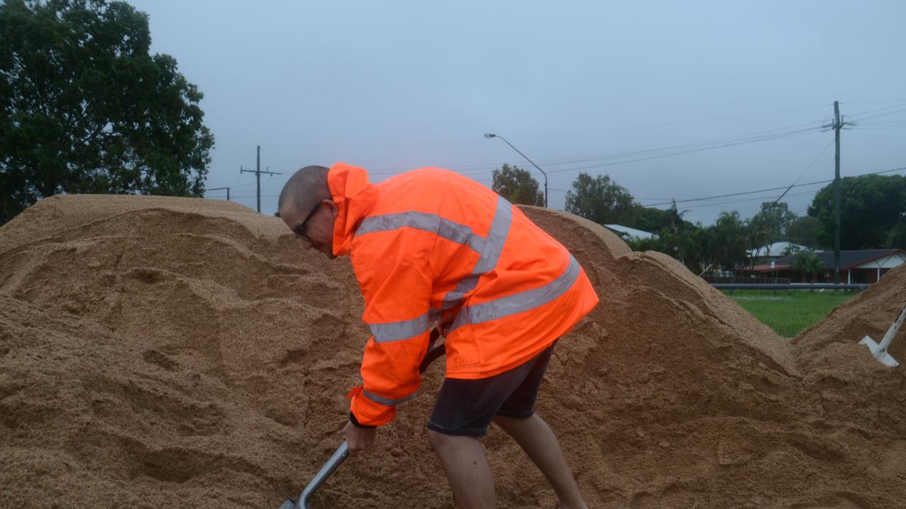 Zacharias Grobler getting some sand to prepare his home.