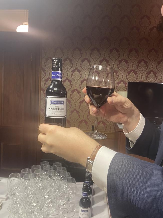 Fun-size wine bottles at Labor's budget-eve media briefing. Picture: Lydia Lynch