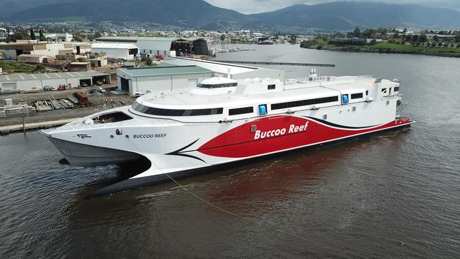 New Incat ferry Buccoo Reef on the River Derwent. Picture: SEAN LOWRIE/INCAT