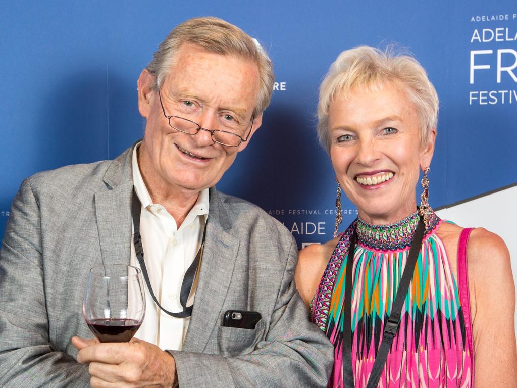 Michael Abbott and Sue Crafter celebrated the opening night of Adelaide Festival Centre’s Adelaide French Festival which featured speeches, food and drinks ahead of a performance of Monchichi. Picture: Kelly Carpenter