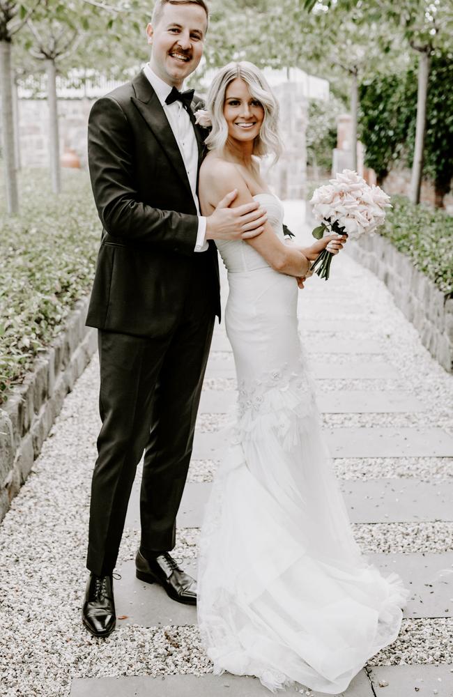 Allie Clarke and Angus McAvaney wed at the sprawling, lush Willow &amp; Stone Estate in Ballarat. Picture: Bianca Virtue