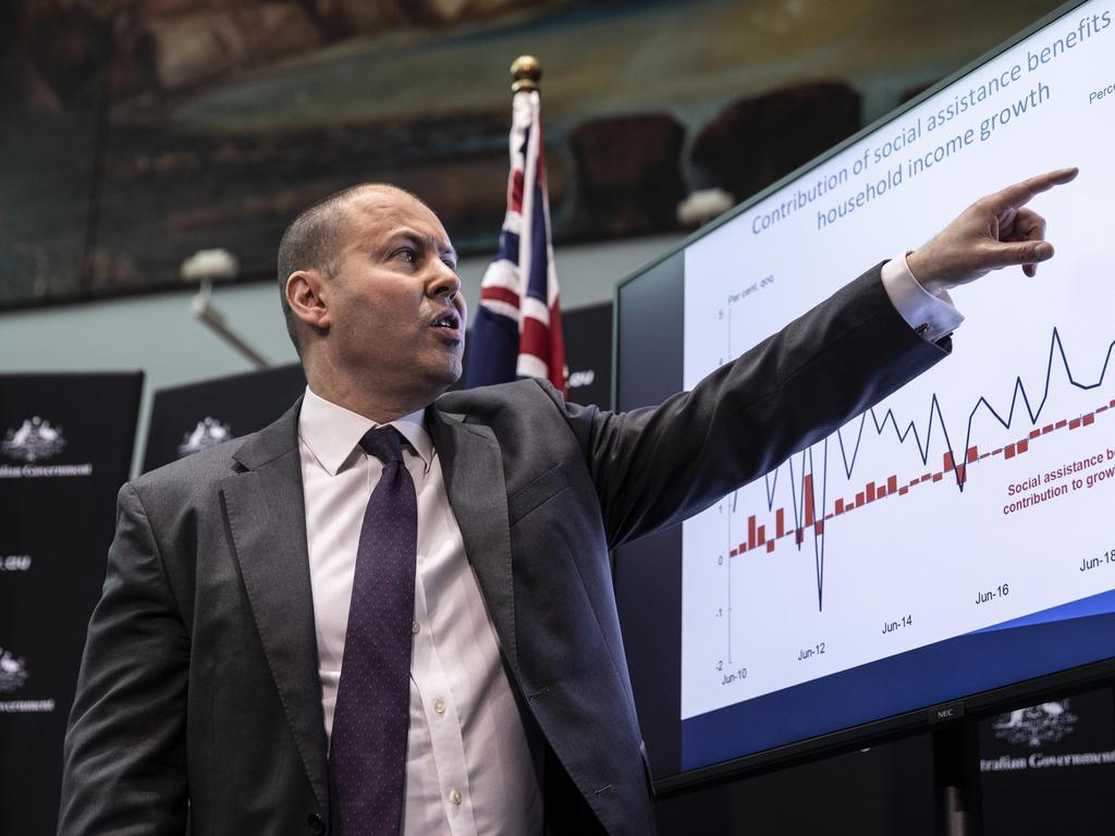 Treasurer Josh Frydenberg says falls in spending on transport, hotels, cafes and restaurants caused by coronavirus have ‘wreaked havoc’ on the economy. Picture: NCA NewsWire / Gary Ramage