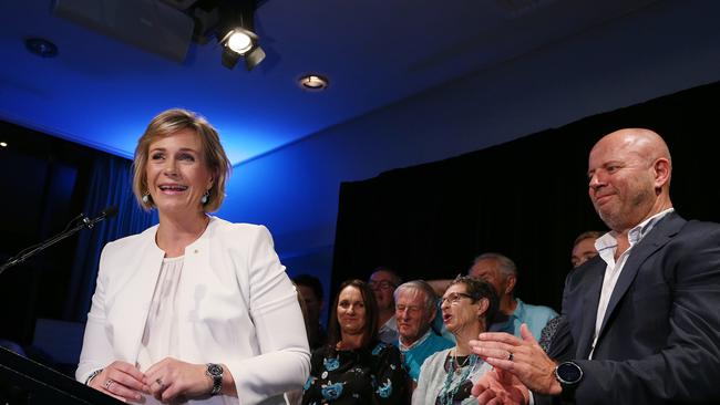 Independent candidate Zali Steggall delivers her acceptance speech after winning the seat of Warringah from Tony Abbott.