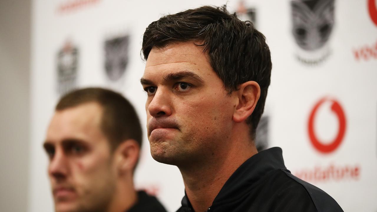 AUCKLAND, NEW ZEALAND - AUGUST 24: Head coach Cameron Ciraldo of the Panthers speaks to the media after losing the round 24 NRL match between the New Zealand Warriors and the Penrith Panthers at Mt Smart Stadium on August 24, 2018 in Auckland, New Zealand. (Photo by Hannah Peters/Getty Images)