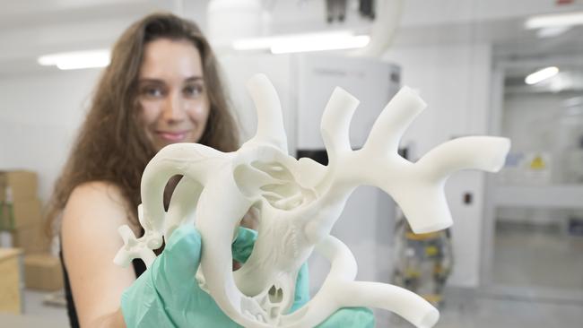 A 3D printed model of a heart printed by the Griffith University's small scale ADAPT facility. Photo: Supplied