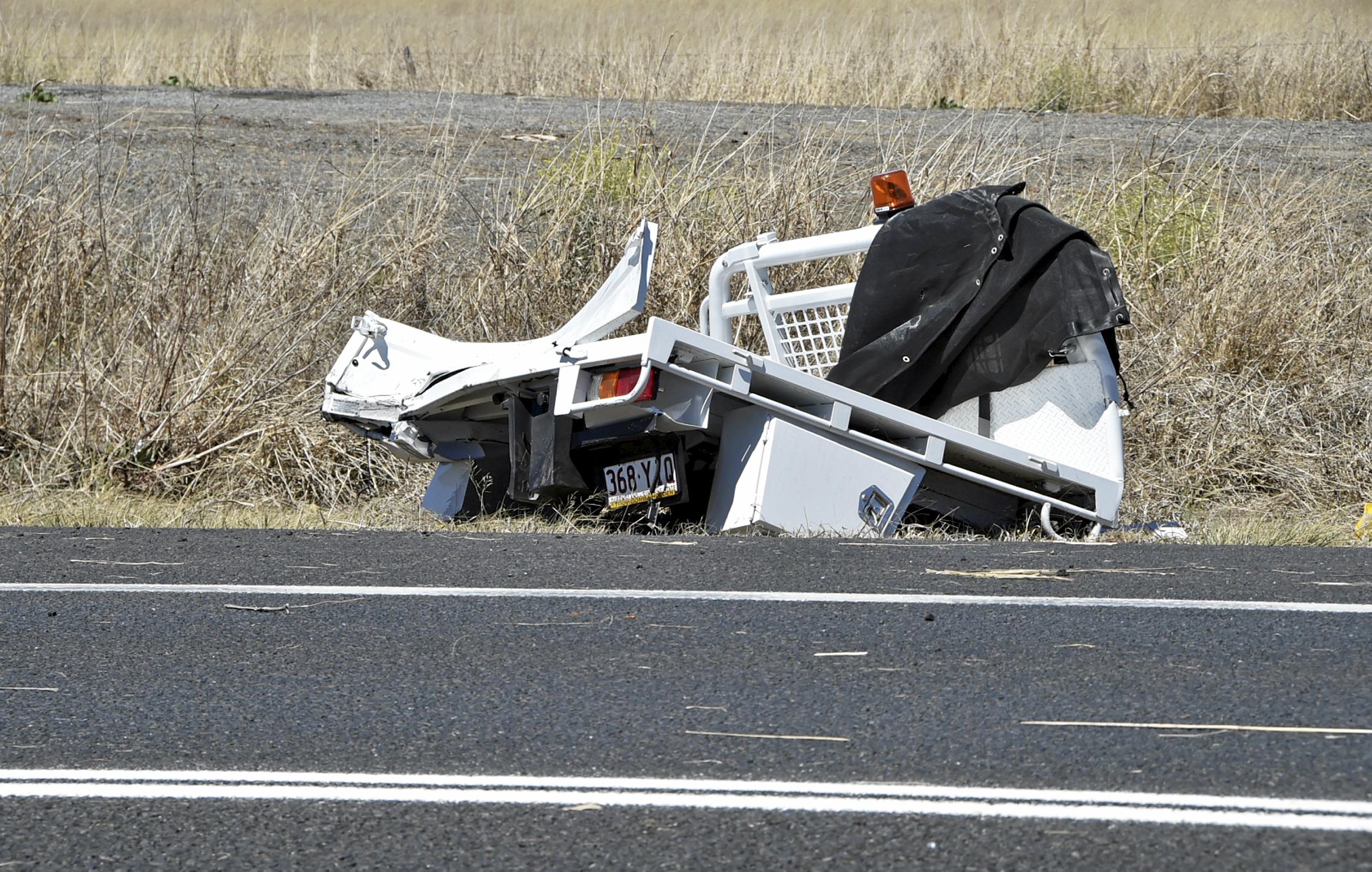 Fatal crash, involving a truck and two cars on Warrego Highway at the intersection Brimblecombe Road. September 2018. Picture: Bev Lacey