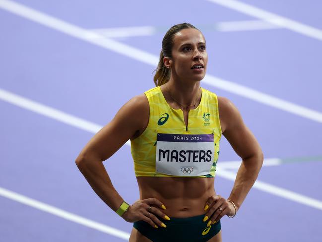 Bree Masters of Team Australia reacts during the Women's 100m Semi-Final on day eight of the Olympic Games Paris 2024 at Stade de France on August 03, 2024 in Paris, France. (Photo by Christian Petersen/Getty Images)