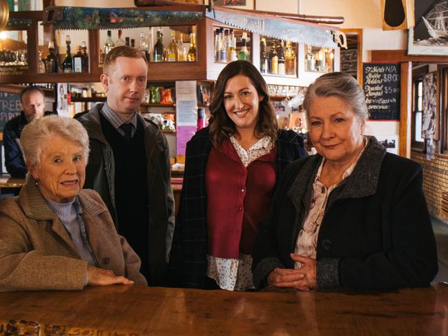 Noela Foxcroft, Luke McGregor, Celia Pacquola and Kris McQuade star in the fifth and final season of Rosehaven. Supplied by ABC.