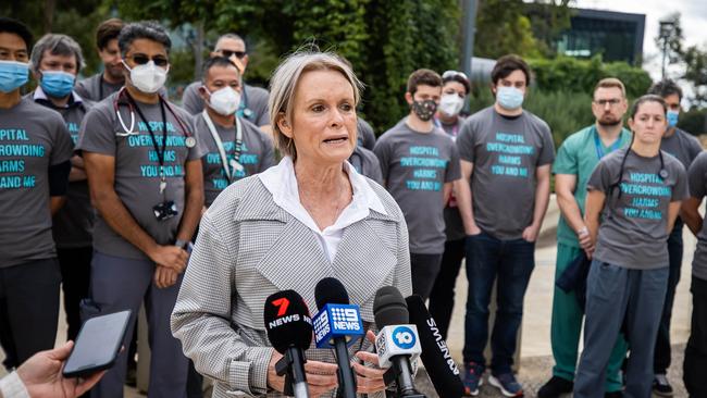 SASMOA chief industrial officer Bernadette Mulholland at a doctors’ rally highlighting workload issues. Picture: Tom Huntley