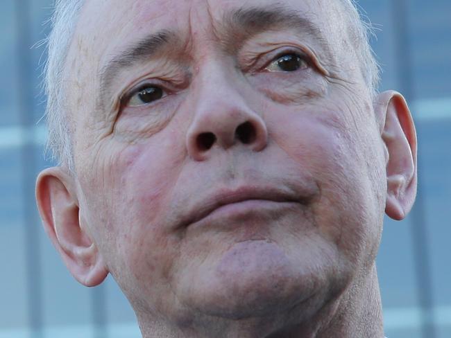 Senators Bob Day, Family First, and David Leyonhjelm outside the High Court in Canberra after losing their challenge to the Government's Senate voting laws.. Picture: Ray Strange.