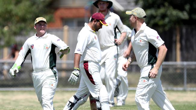 Rocky Sharma of Northern returns to the pavilion after being caught by Ryan Docherty during the NMCA cricket match between Northern Socials and Keon Park played at J C Donath Reserve in Reservoir on Saturday 3rd February, 2018.