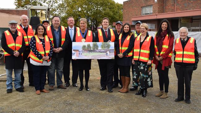 Maroondah councillors and Croydon community representatives at the sod-turning for the new Croydon Town Square.