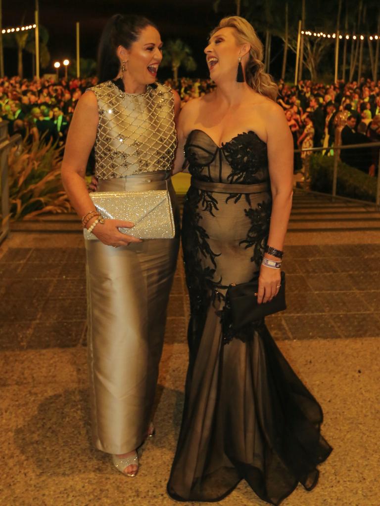 Anya Lorrimer and Claire Maradani at the Great Northern Darwin Cup Gala Ball at Mindil Beach Casino Resort. Picture GLENN CAMPBELL