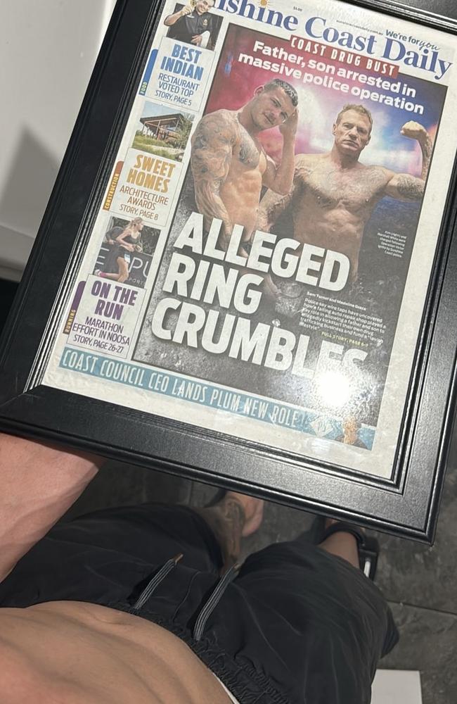 Marshall White posts framed Sunshine Coast Daily front page. Picture - Instagram.