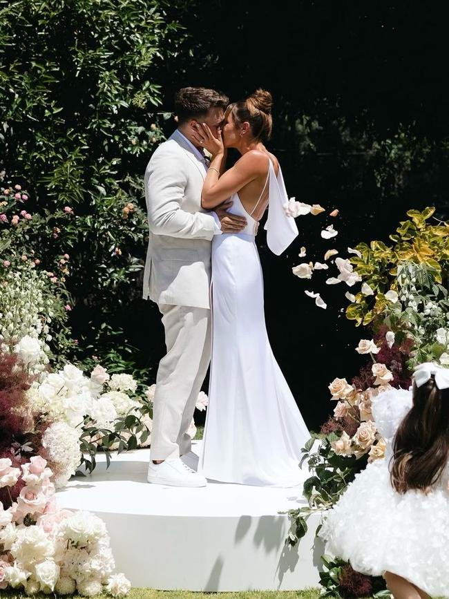 Itsines and Woodroffe wed in December 2023 in a romantic backyard ceremony. Picture: Instagram