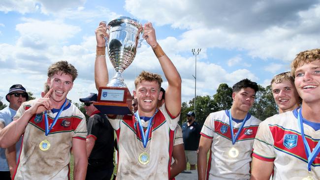 Monaro players celebrate their victory. Picture: Sue Graham