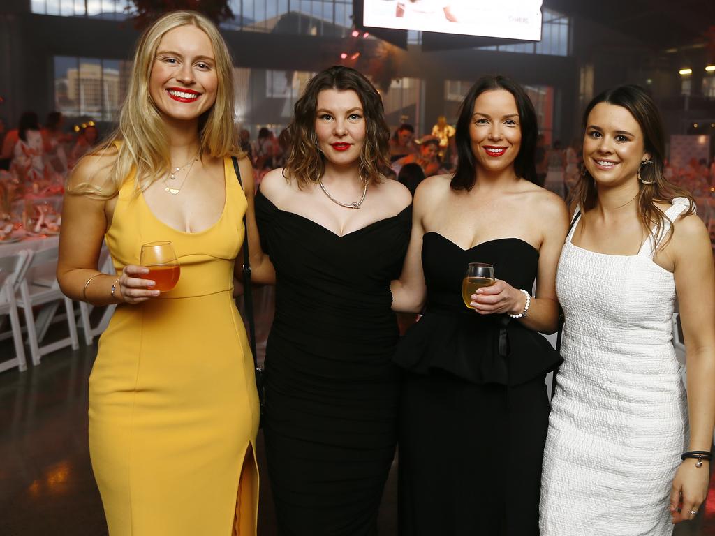 SOCIALS - Be Hers - change lives, end slavery event / ball at PW3, Hobart last night. (L-R) Bec Hart of Howrah, Molly Maeers of North Hobart, Elke Parker of Blackmans Bay, Holly Smith of Sandy Bay. Picture: MATT THOMPSON