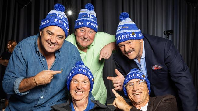 Neale Daniher with some of the original Big Freeze sliders Gary Lyon, Ross Stevenson, Brian Taylor and Tim Watson. Picture: Mark Stewart