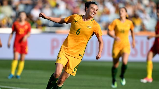 Chloe Logarzo scored a goal for the Matildas at GMHBA Stadium. Picture: AAP Images 