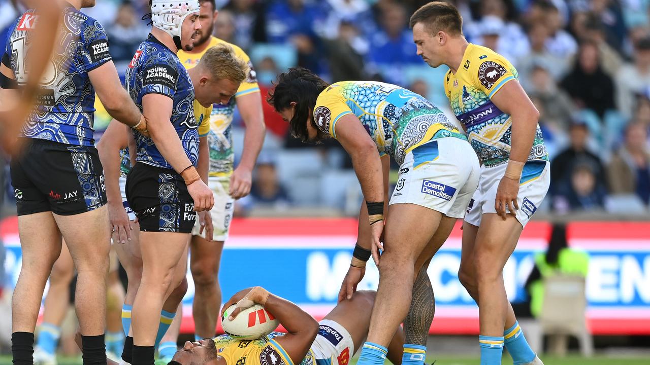 Reed Mahoney was placed on report for a tackle which has since been cleared by the NRL and the match review committee. Picture: NRL Photos